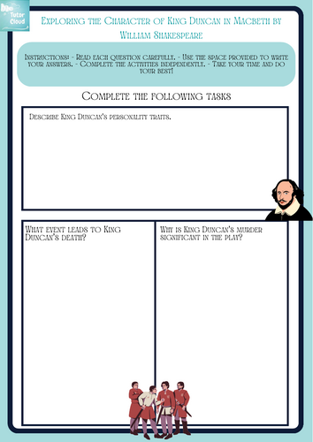 Understanding King Duncan in Macbeth Worsheets | Teaching Resources