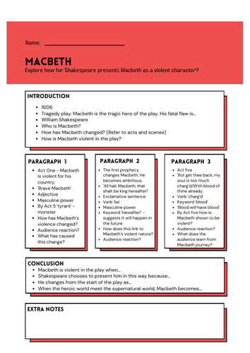 Macbeth Essay Helpsheet