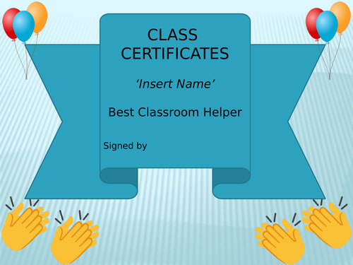Fun End Of Term / Year Class Certificates On PPT