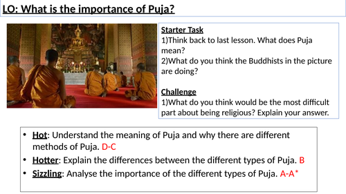 WJEC GCSE RE Buddhism Practices Unit 2 - Puja | Teaching Resources