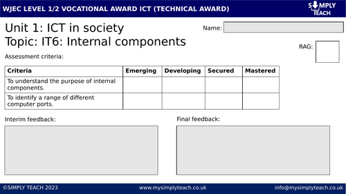 WJEC - IT6: Internal components (Workbook)