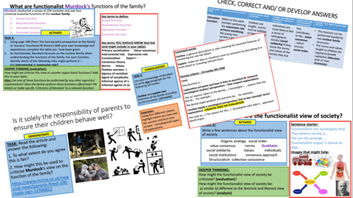 AQA A-level Sociology Families: Theories of the family - Murdock’s four functions of the family