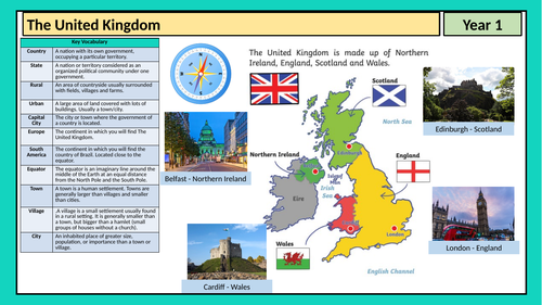 Year 1 Geography The United Kingdom Knowledge Organiser Four Countries And Capital Cities 