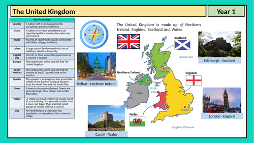 Year 1 Geography - The United Kingdom - Knowledge Organiser - Four Countries and Capital Cities