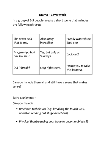 Drama - Cover Lesson (ideal for non-specialists!)