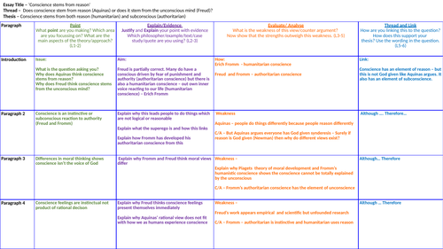 Conscience Essay Plan