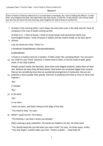 AQA Language Paper 1 x 7