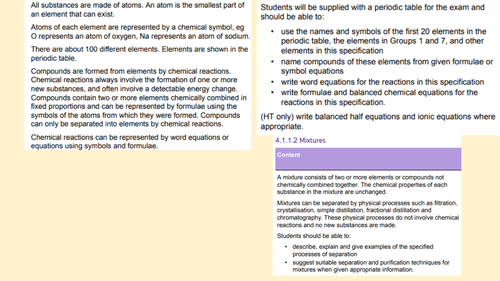 AQA Atomic structure lesson 1 - atoms, elements, compounds and mixtures