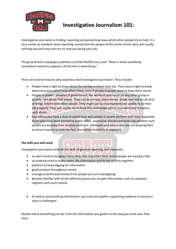 Investigative journalism - AS English Language (9093)
