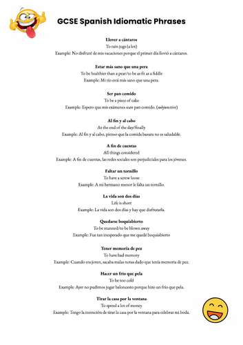 GCSE Spanish Idiomatic Phrases List