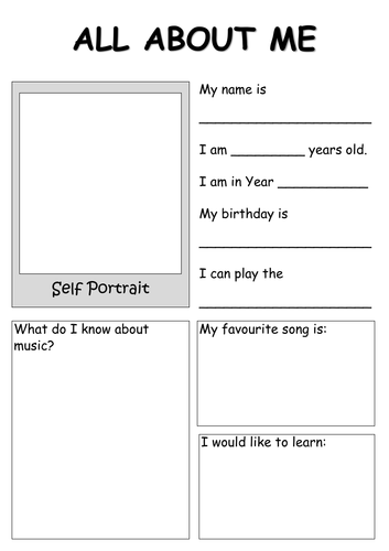 All About Me Sheet