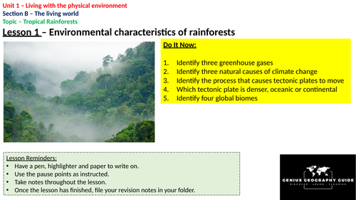 Rainforests - Environmental characteristics - weather, soils and adaptions