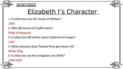 Elizabeth I Consolidation of the throne- AQA Tudors A-Level