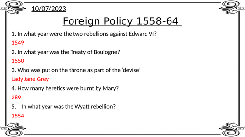 Elizabeth I's Early Foreign Policy- AQA Tudors A-Level