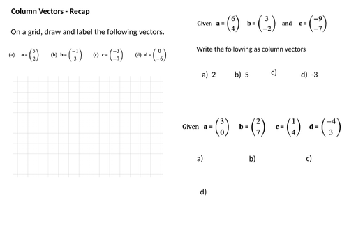 Working with column vectors