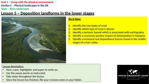 River depositional  features - lower stages