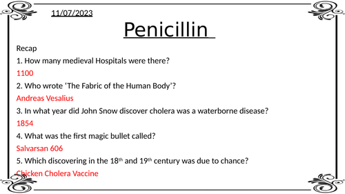 Penicillin- Edexcel Medicine GCSE