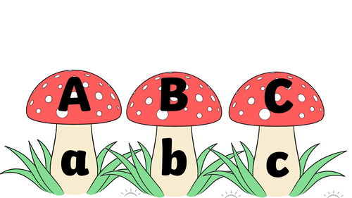 Alphabet on toadstools