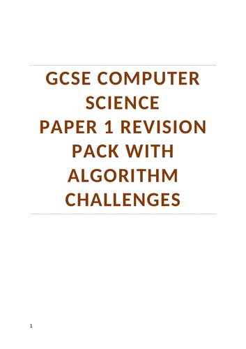 GCSE OCR Computer Science Paper 1 Revision and Practice Guide J277