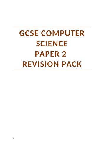 GCSE OCR Computer Science Paper 2 Revision and Practice Guide J277