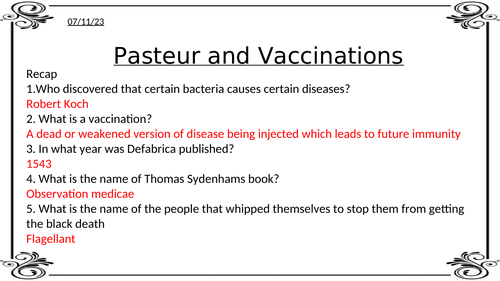 Pasteur and Vaccination- Edexcel Medicine GCSE