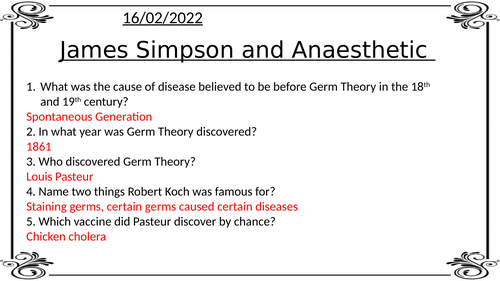 James Simpson and Chloroform- Edexcel Medicine GCSE