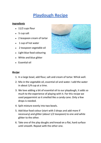 Playdough Recipe