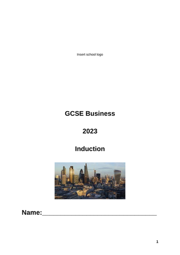 GCSE Business Induction 4-6 Weeks