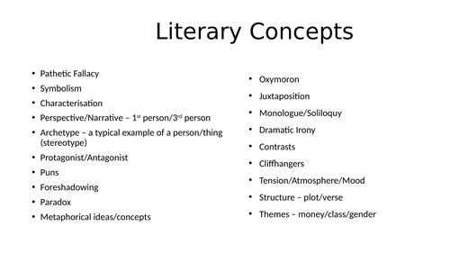 Terminology and devices for GCSE Lit and Lang