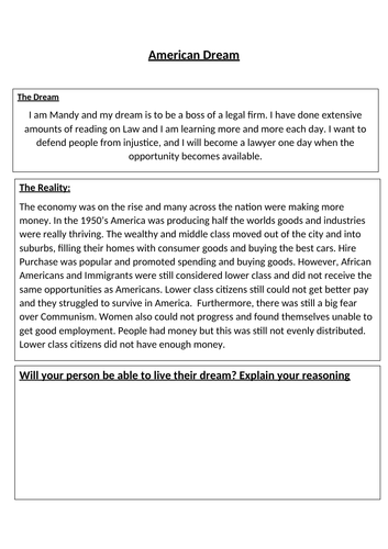 AQA America Opportunity and Inequality Post War