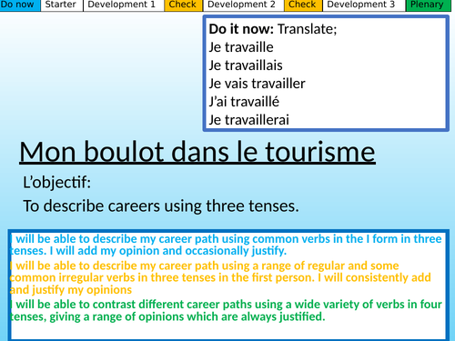 Mon boulot dans le tourisme Studio GCSE French Mod 7.4