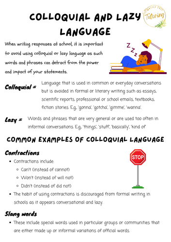 Avoiding Colloquial and Lazy Language in Writing