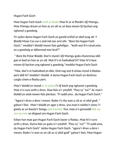 HUGAN FACH GOCH - home school Welsh Language Resource (Little Red Riding Hood in Welsh)