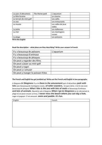 At the beach: describing a seaside town and what you can do there