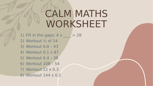 Calm Maths Questions Bundle