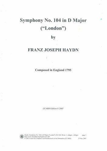 Haydn's Symphony No. 104 Movement 1 Score (ANNOTATED)