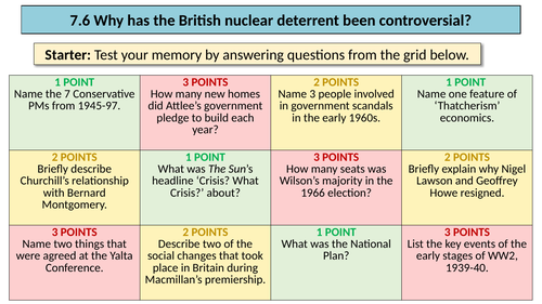 OCR A-Level History Y113: 7.6 Britain’s nuclear deterrent