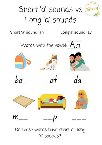 Short 'a' sounds versus long 'a' sounds