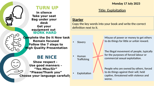 Lesson 7 - Exploitation - Human Rights and Social Justice - GCSE AQA RS - FREE HOMEWORK INCLUDED