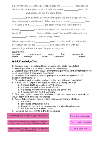 Gibson's Direct Theory (GCSE Psychology AQA)