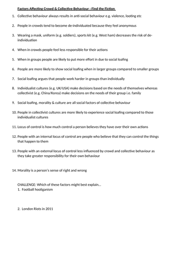Crowd & Collective Behaviour (GCSE Psychology AQA)