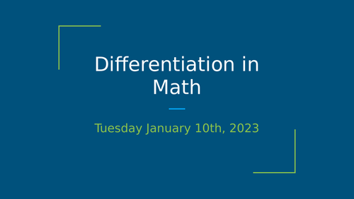 Math Differentiation Professional Development Powerpoint