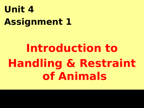 4.1 - Handling & Restraint of Animals