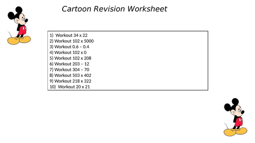 Cartoon worksheet 4