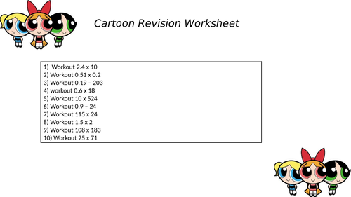 Cartoon worksheet 5