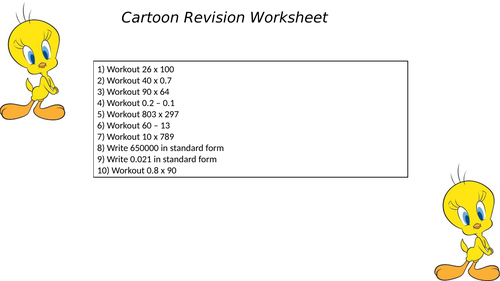 Cartoon worksheet 10