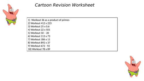 Cartoon worksheet 13
