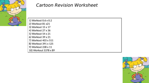 Cartoon worksheet 16
