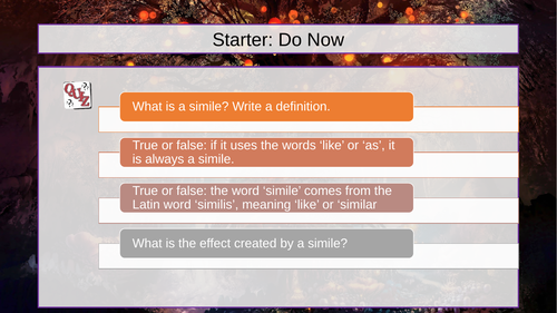 Crafting Similes Lesson (Fantasy Writing)