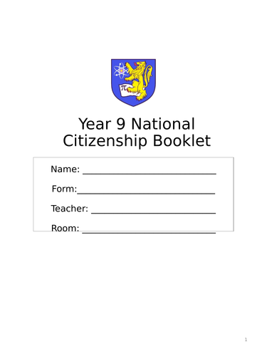 Year 9 Citizenship Form Time Booklet